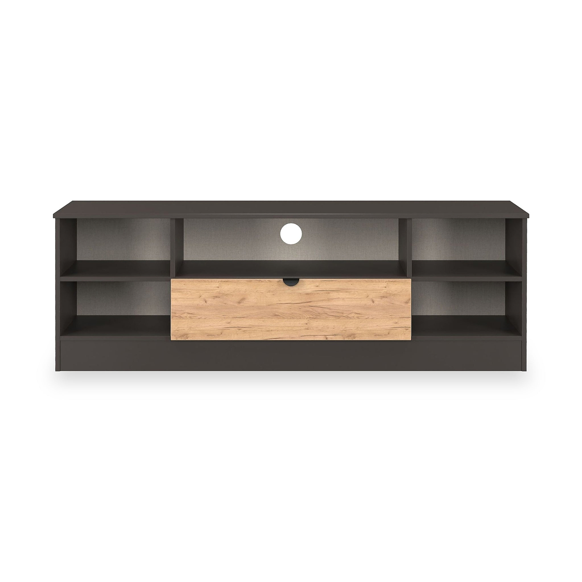 Huxley Wide 1 Drawer TV Media Unit Oak Graphite Side1 from Roseland Furniture