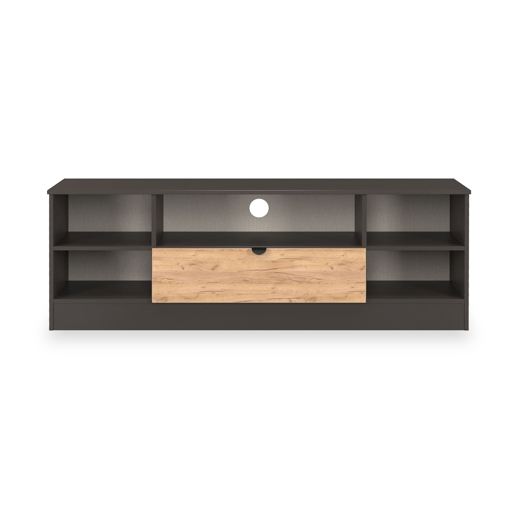 Huxley Wide 1 Drawer TV Media Unit Oak Graphite Side1 from Roseland Furniture