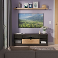 Huxley Wide 1 Drawer TV Media Unit Oak Graphite Side1 from Roseland Furniture