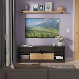 Huxley Wide 1 Drawer TV Media Unit Oak Graphite Side1 from Roseland Furniture