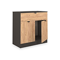 Huxley 2 Door 1 Drawer Sideboard Oak Graphite from Roseland Furniture