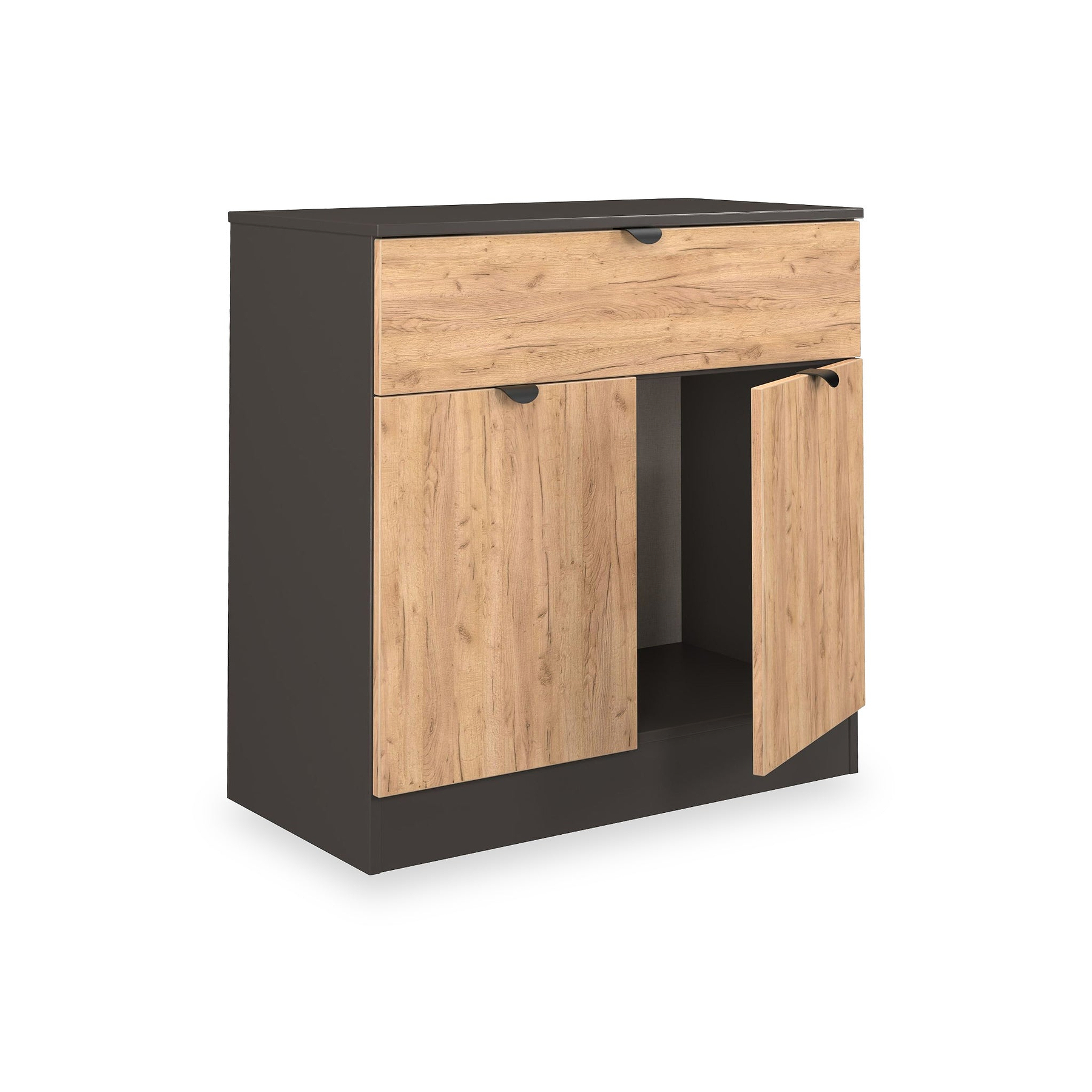 Huxley 2 Door 1 Drawer Sideboard Oak Graphite from Roseland Furniture