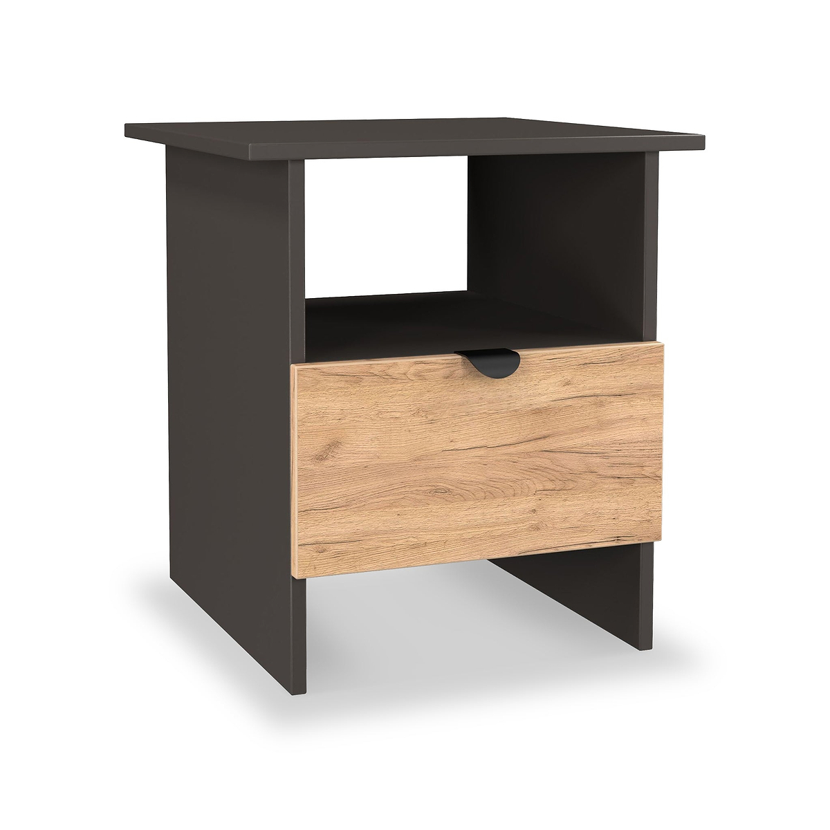 Huxley 1 Drawer Side Table Oak Graphite from Roseland Furniture