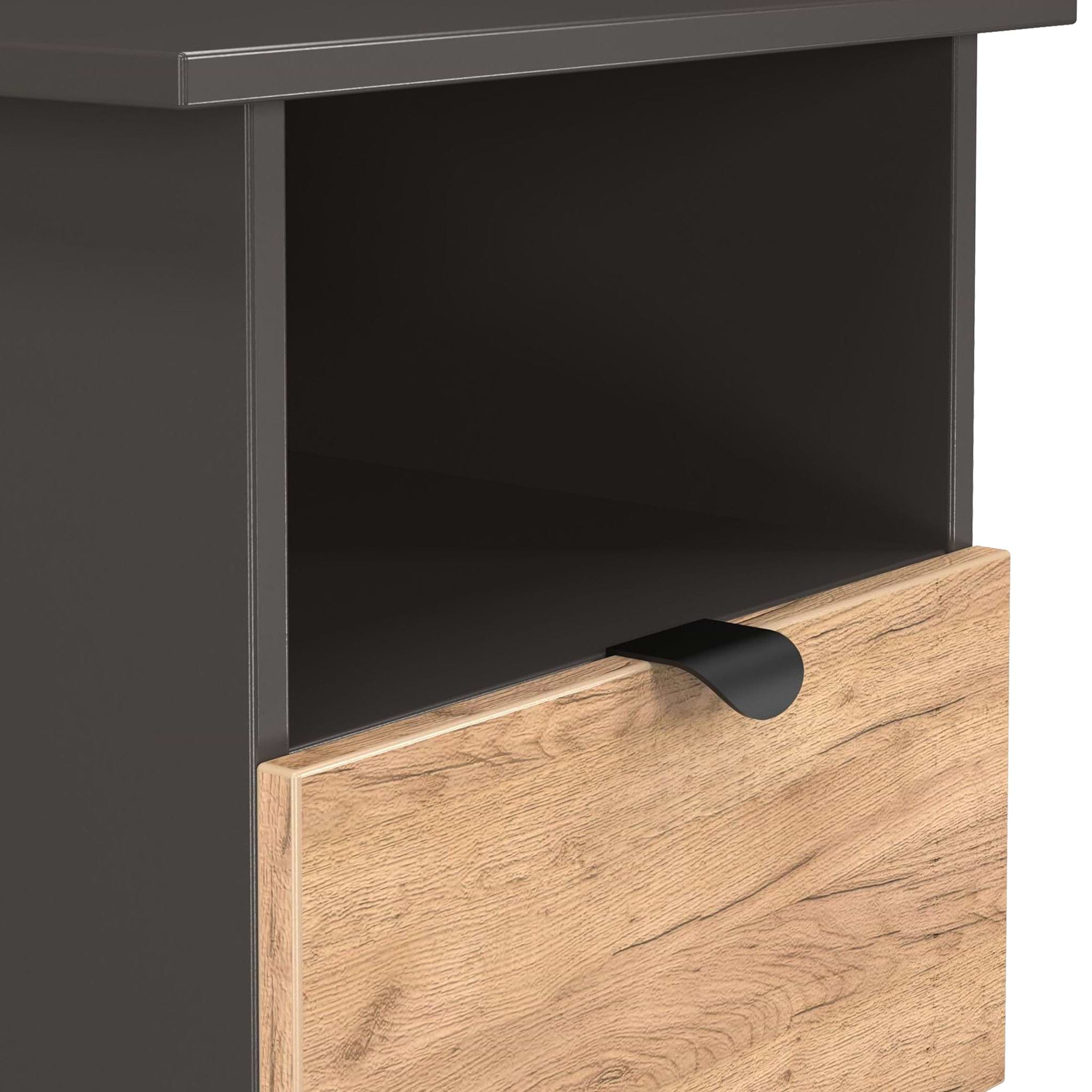 Huxley 1 Drawer Side Table Oak Graphite from Roseland Furniture
