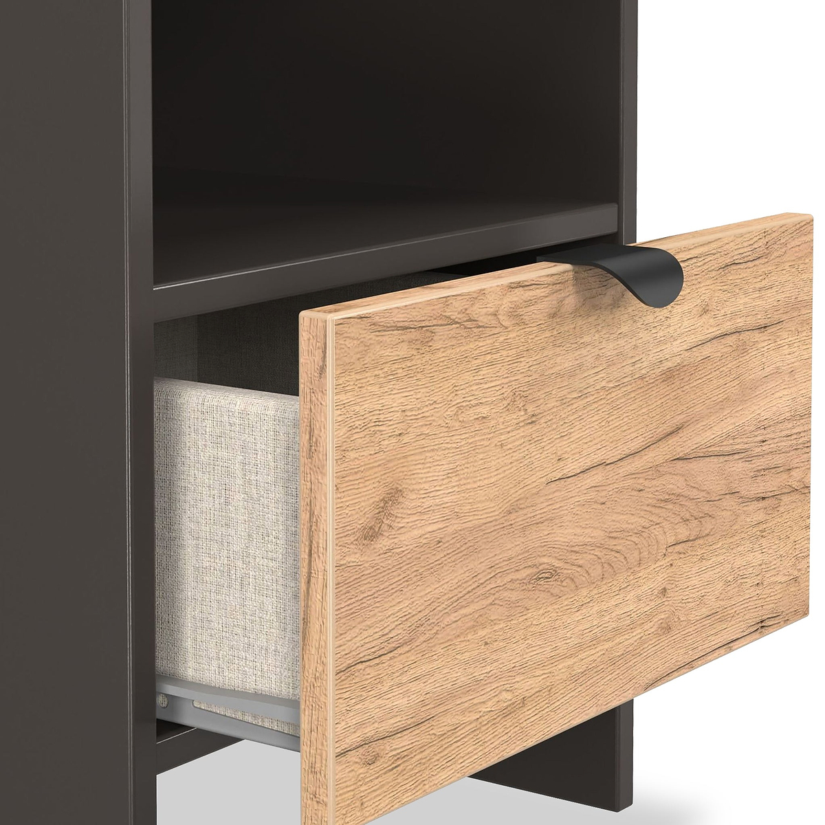 Huxley 1 Drawer Side Table Oak Graphite from Roseland Furniture