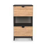 Huxley 2 Drawer Bedside Oak Graphite from Roseland Furniture