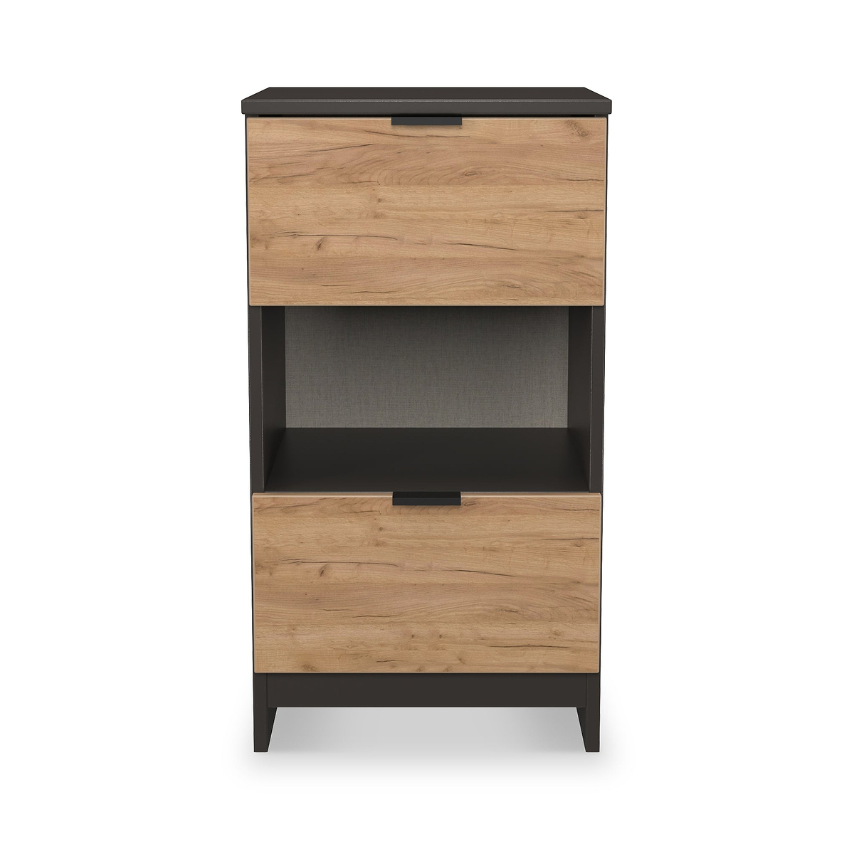 Huxley 2 Drawer Bedside Oak Graphite from Roseland Furniture