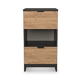Huxley 2 Drawer Bedside Oak Graphite from Roseland Furniture