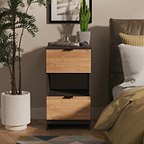 Huxley 2 Drawer Bedside Oak Graphite from Roseland Furniture
