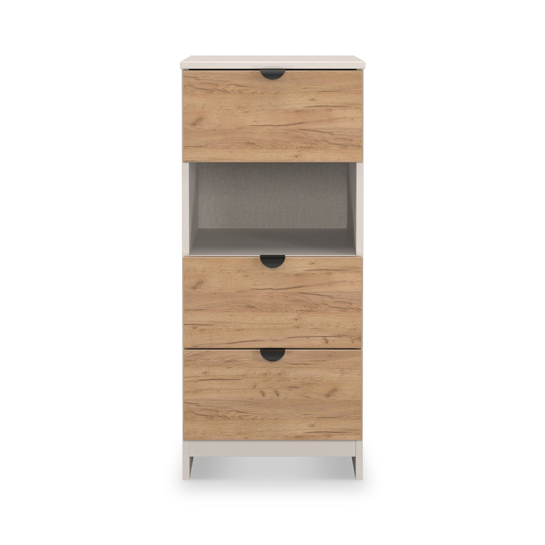 Huxley 3 Drawer Bedside Oak Cashmere from Roseland Furniture