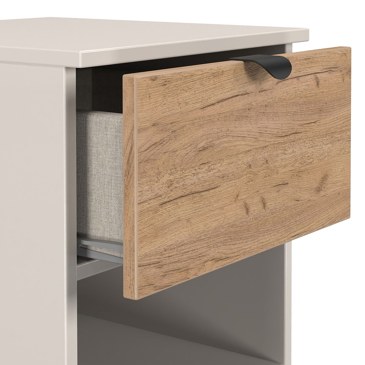 Huxley 1 Drawer Bedside Oak Cashmere from Roseland Furniture