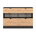 Huxley 4 Drawer Midi Chest Oak Graphite from Roseland Furniture