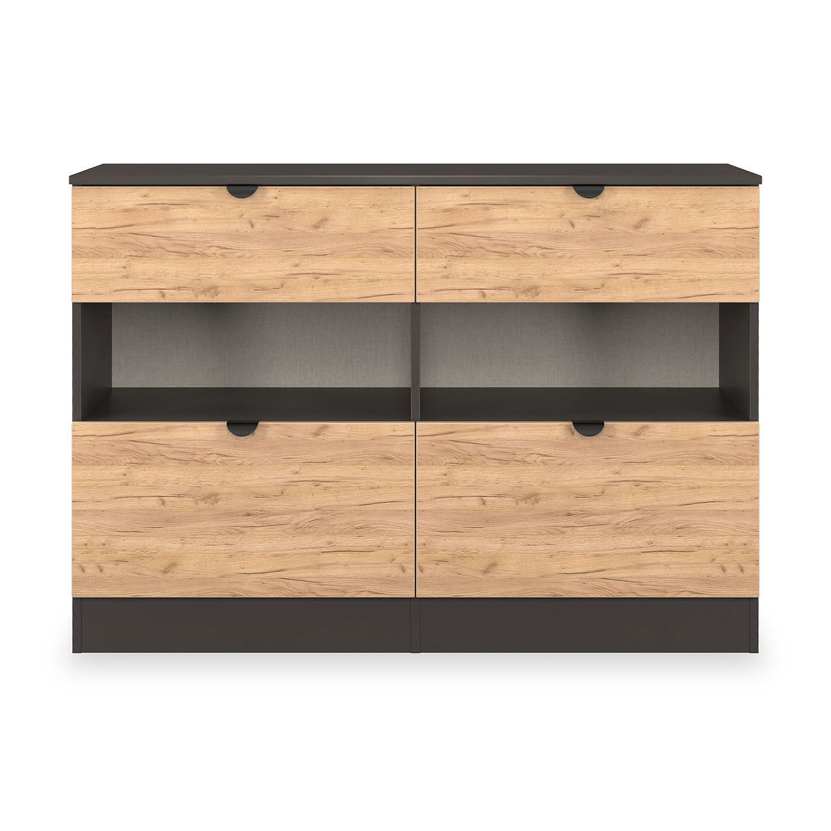 Huxley 4 Drawer Midi Chest Oak Graphite from Roseland Furniture