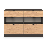 Huxley 4 Drawer Midi Chest Oak Graphite from Roseland Furniture