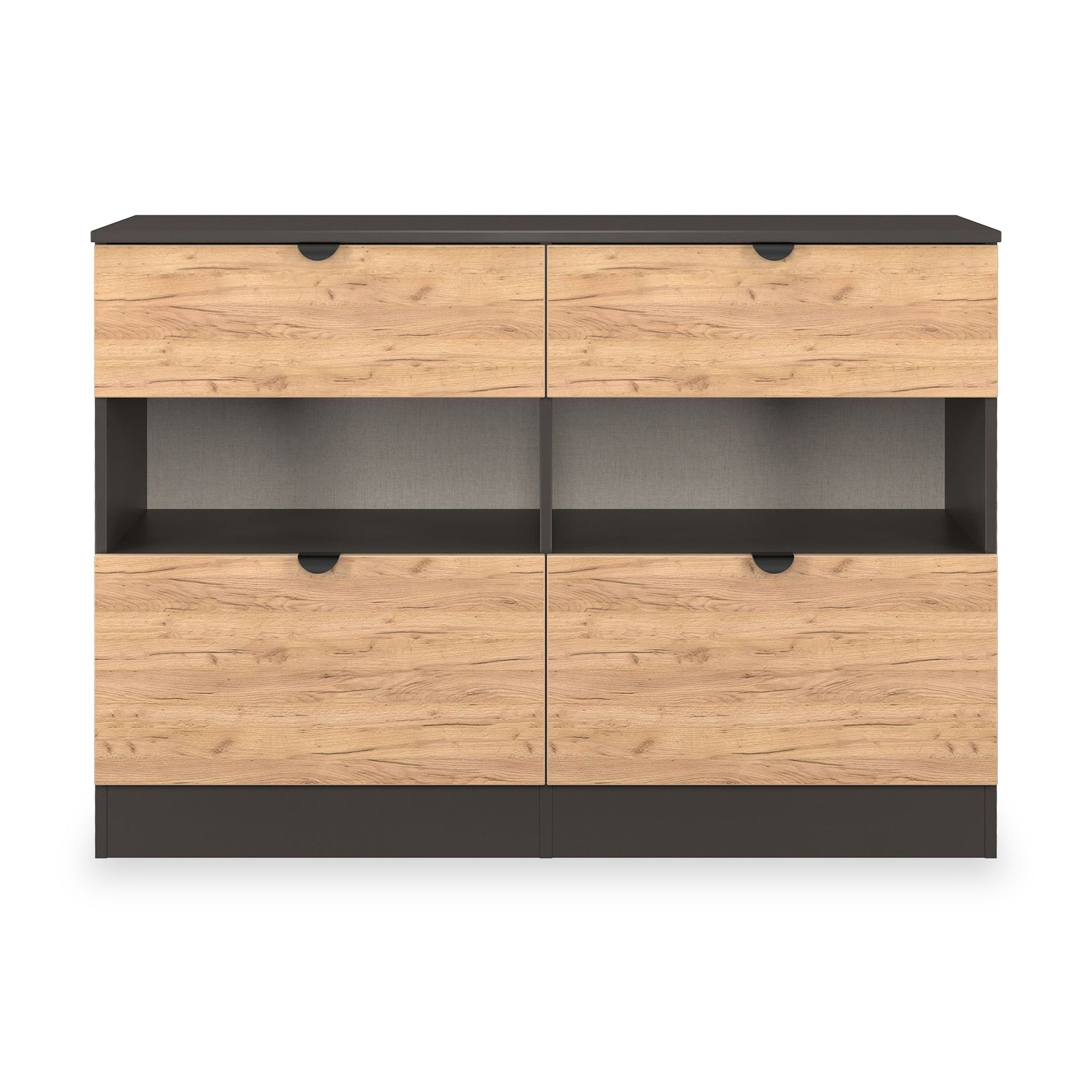 Huxley 4 Drawer Midi Chest Oak Graphite from Roseland Furniture