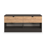 Huxley 2 Drawer Low Storage Unit Oak Graphite from Roseland Furniture