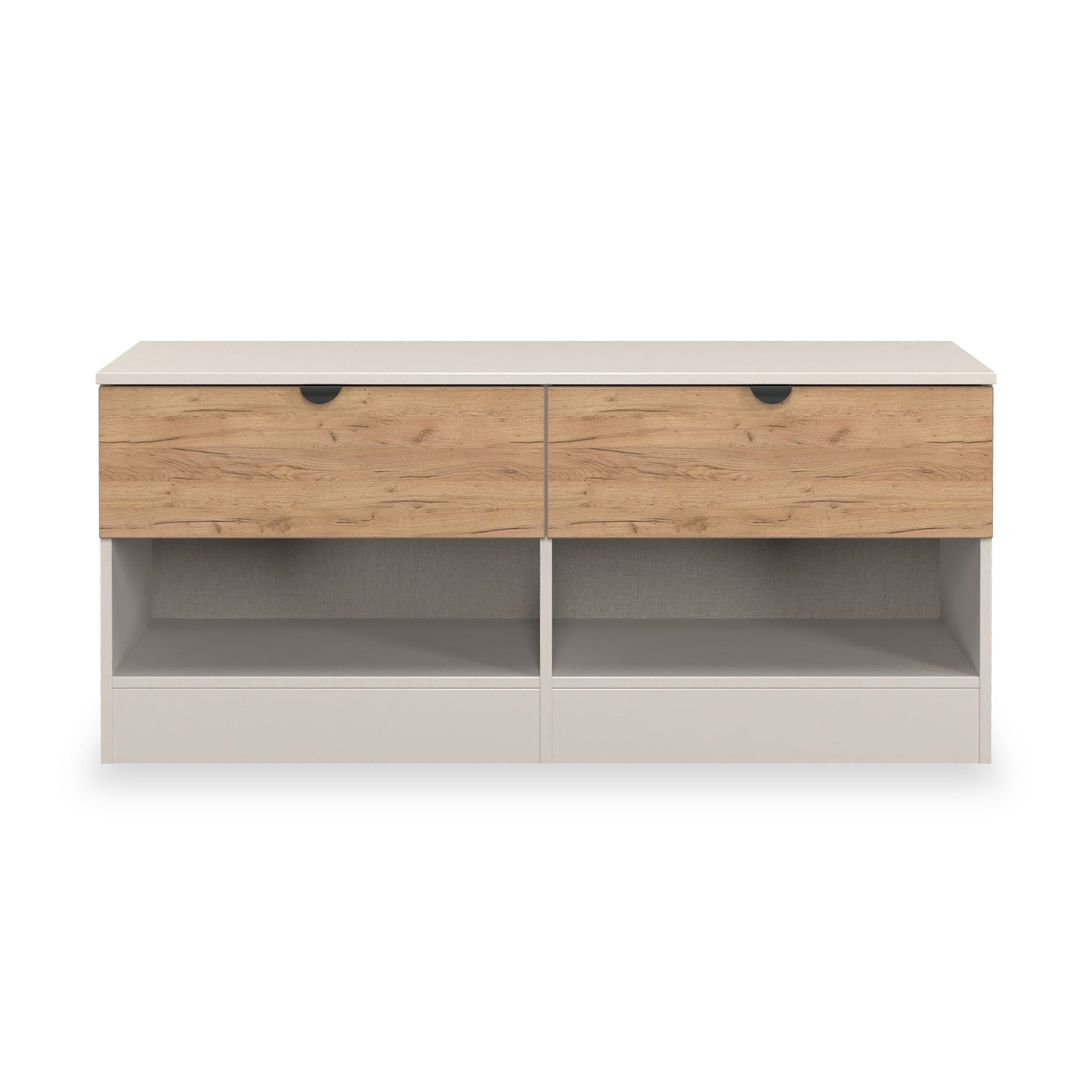 Huxley 2 Drawer Low Storage Unit Oak Cashmere from Roseland Furniture