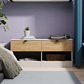 Huxley 2 Drawer Low Storage Unit Oak Cashmere from Roseland Furniture