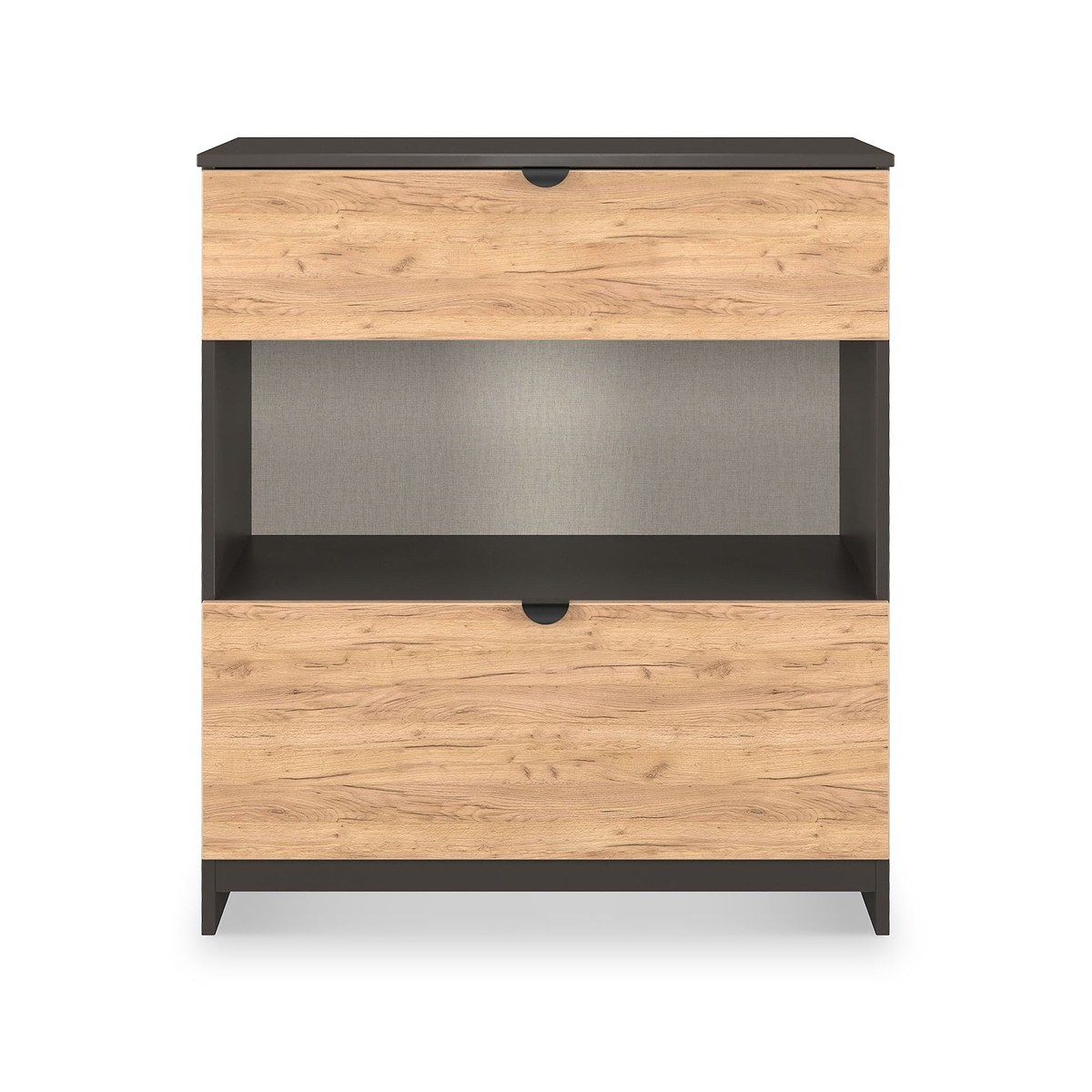Huxley 2 Drawer Deep Chest Oak Graphite from Roseland Furniture