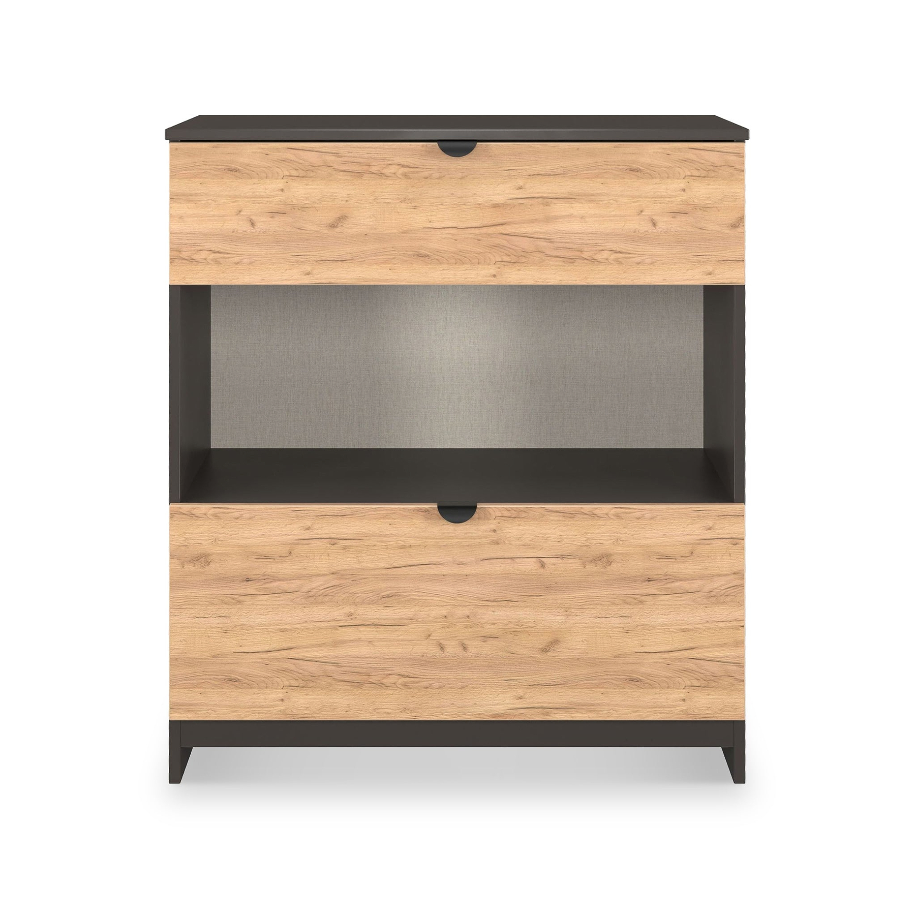 Huxley 2 Drawer Deep Chest Oak Graphite from Roseland Furniture