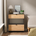 Huxley 2 Drawer Deep Chest Oak Graphite from Roseland Furniture