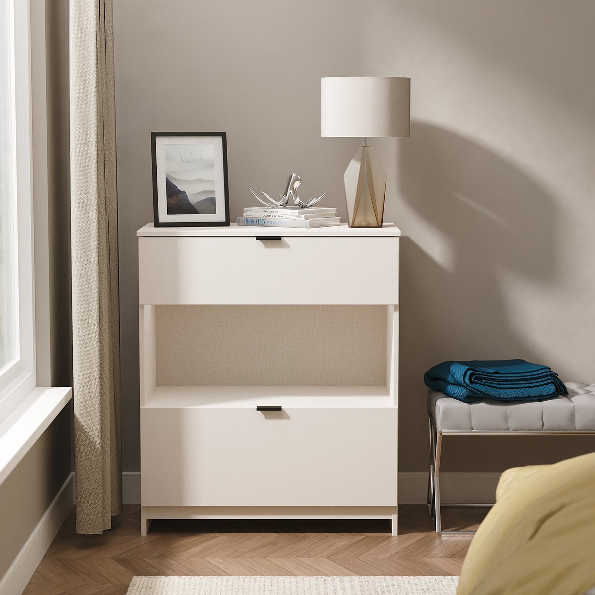 Huxley 2 Drawer Deep Chest Cashmere from Roseland Furniture