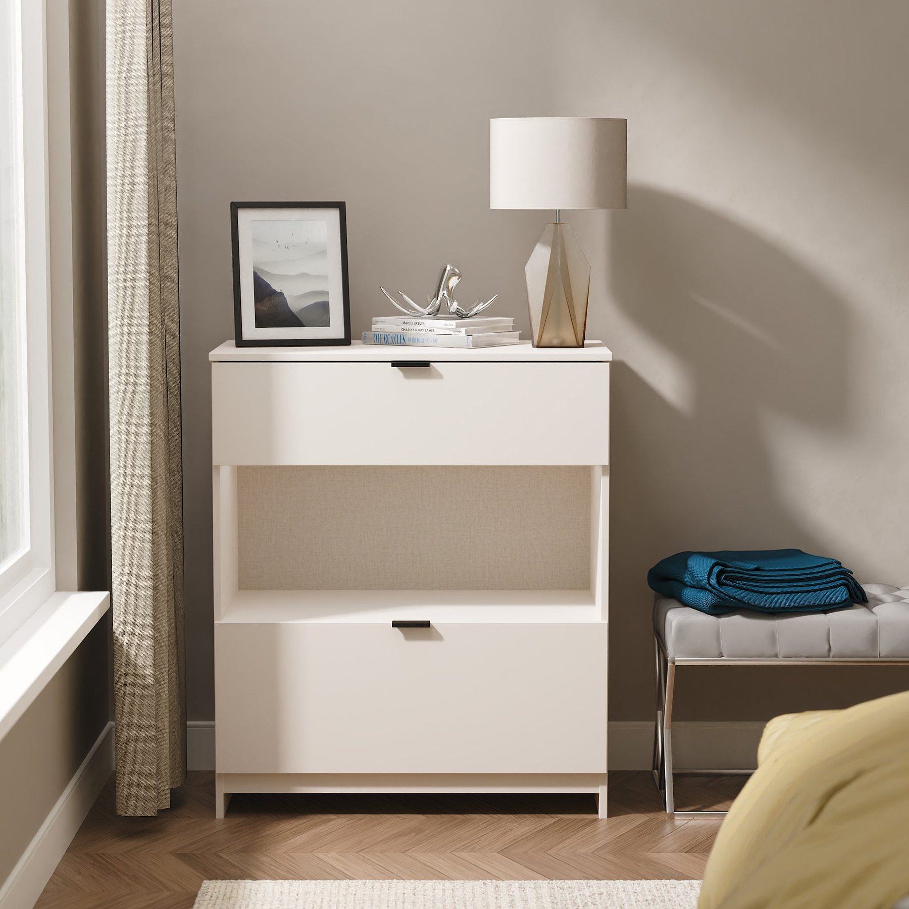 Huxley 2 Drawer Deep Chest Cashmere from Roseland Furniture