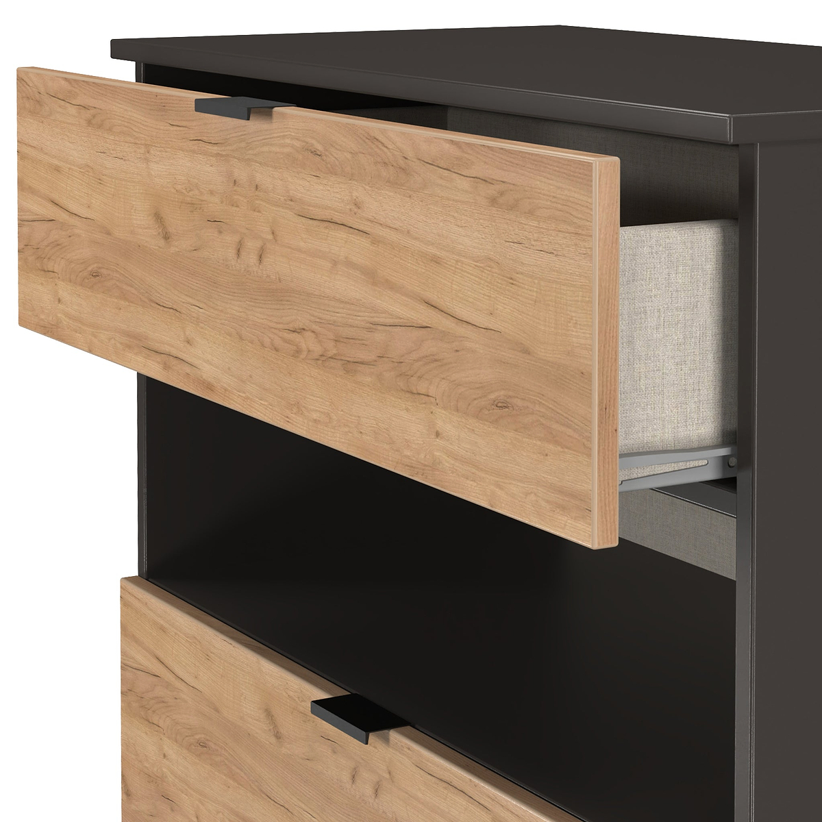 Huxley 3 Drawer Deep Chest Oak Graphite from Roseland Furniture