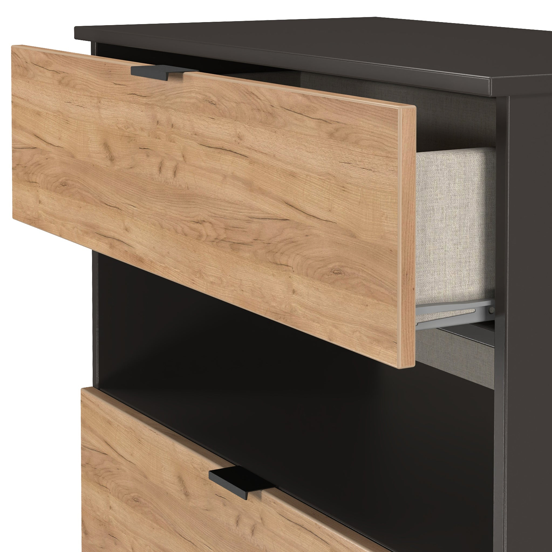 Huxley 3 Drawer Deep Chest Oak Graphite from Roseland Furniture