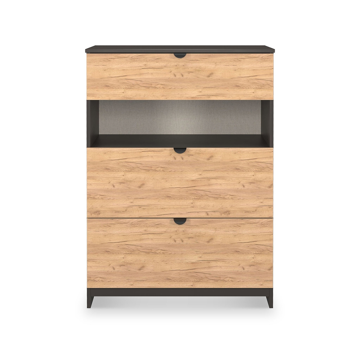 Huxley 3 Drawer Deep Chest Oak Graphite from Roseland Furniture