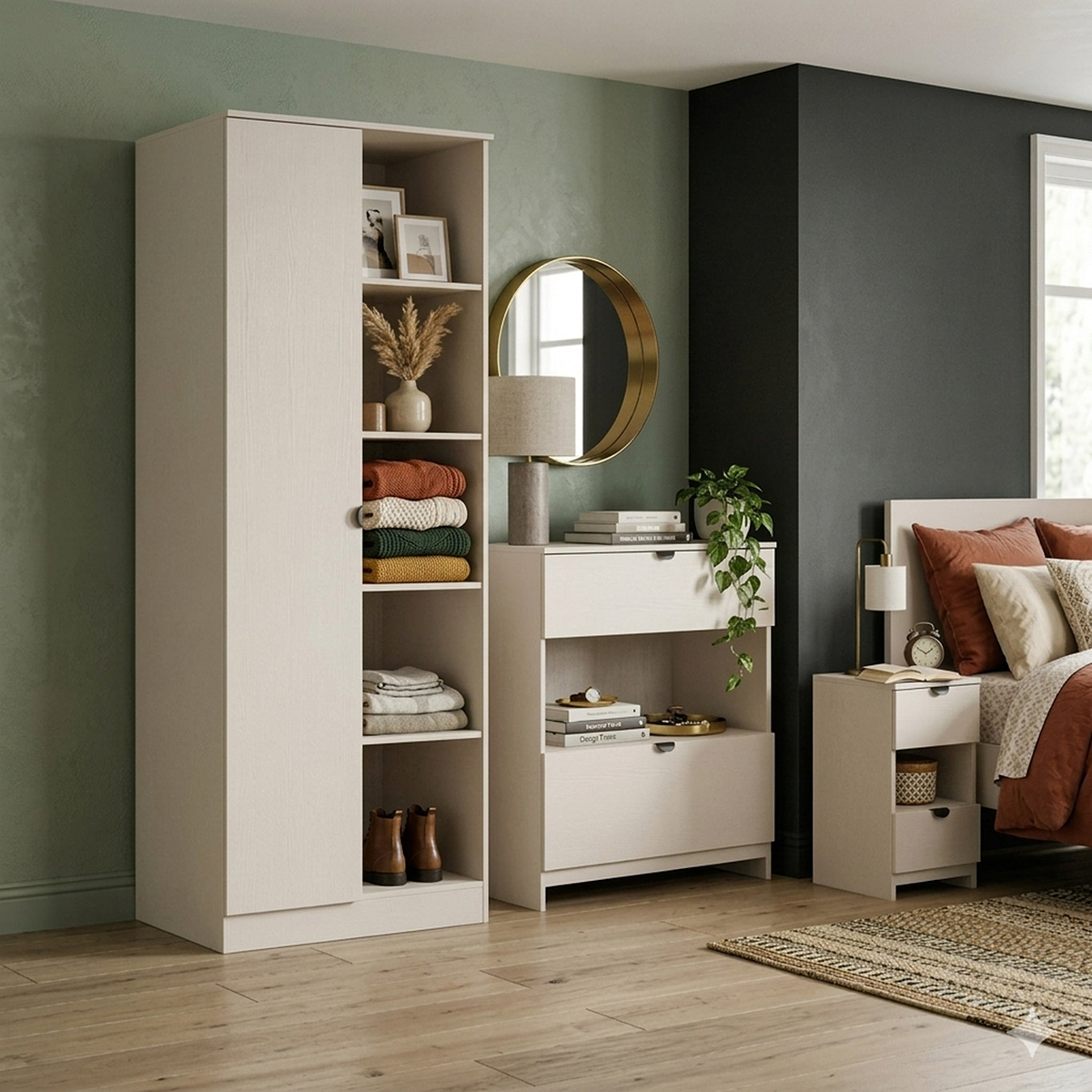 Huxley 3 Piece Bedroom Furniture Set Cashmere Matt from Roseland Furniture