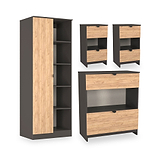 Huxley 4 Piece Bedroom Furniture Set Oak Graphite from Roseland Furniture