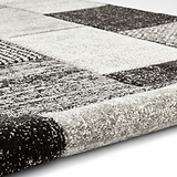 Brockton Black Grey Cube Patterned Hand Carved Rug