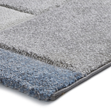 Brockton Blue Grey Cube Patterned Hand Carved Rug