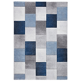 Brockton Blue Grey Cube Patterned Hand Carved Rug from Roseland Furniture