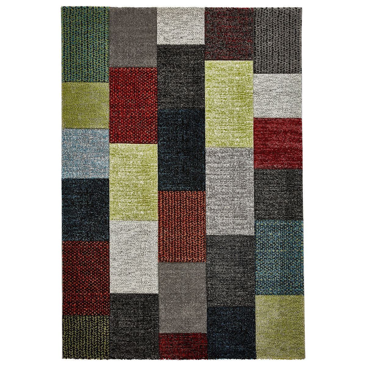 Brockton Grey Multi Cube Patterned Hand Carved Rug from Roseland Furniture