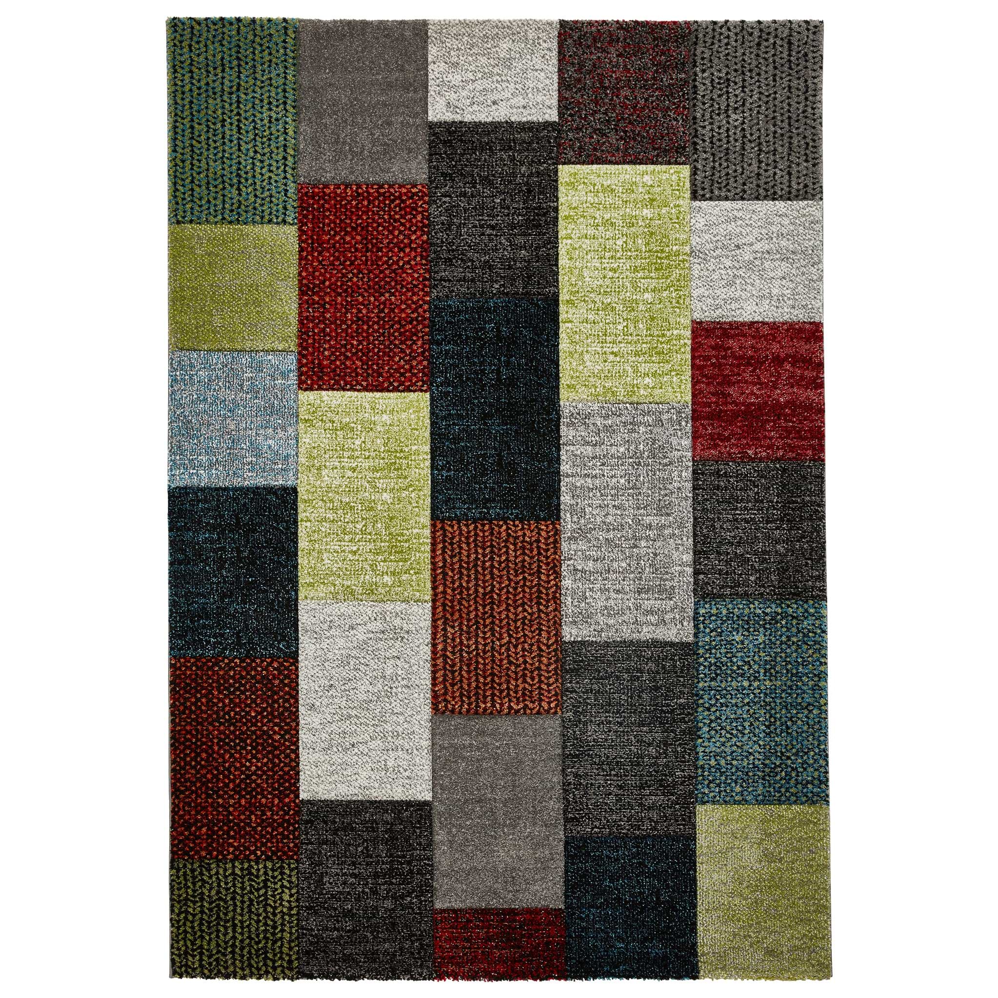 Brockton Grey Multi Cube Patterned Hand Carved Rug from Roseland Furniture