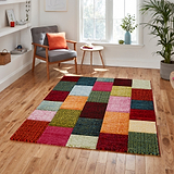 Brockton Multi Cube Patterned Hand Carved Rug for living room