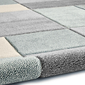 Brockton Grey Blue Square Patterned Hand Carved Rug from Roseland Furniture