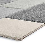 Brockton Grey Blue Square Patterned Hand Carved Rug