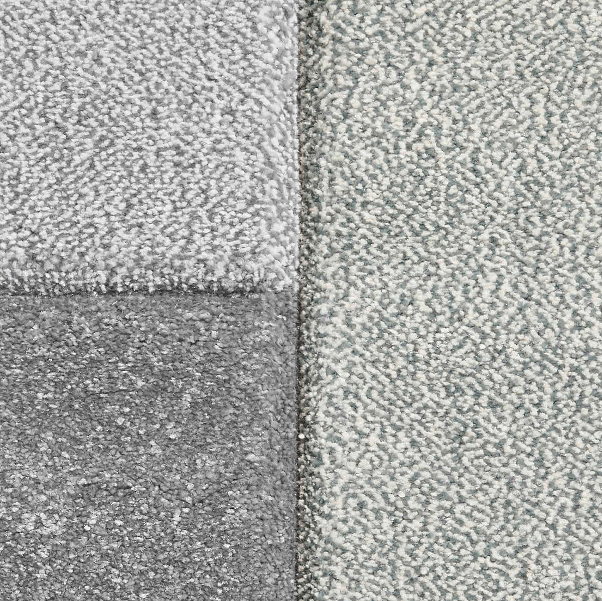 Brockton Grey Blue Square Patterned Hand Carved Rug