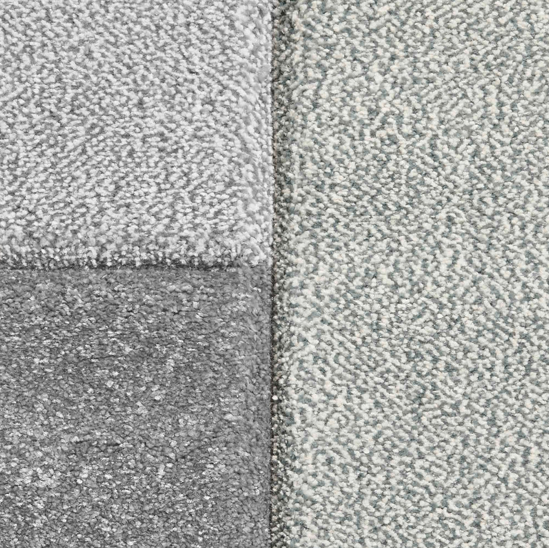 Brockton Grey Blue Square Patterned Hand Carved Rug