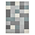 Brockton Grey Blue Square Patterned Hand Carved Rug from Roseland Furniture