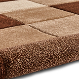 Brockton Beige Brown Square Patterned Hand Carved Rug