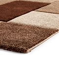 Brockton Beige Brown Square Patterned Hand Carved Rug
