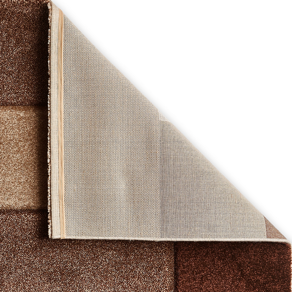 Brockton Beige Brown Square Patterned Hand Carved Rug