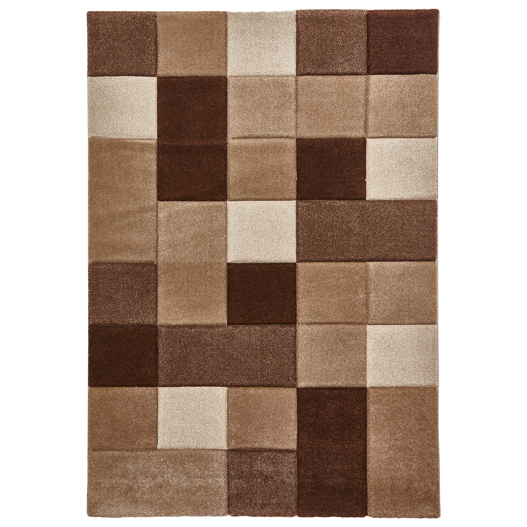 Brockton Beige Brown Square Patterned Hand Carved Rug from Roseland Furniture