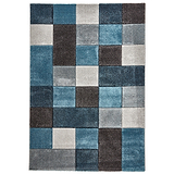 Brockton Blue Grey Square Patterned Hand Carved Rug from Roseland Furniture
