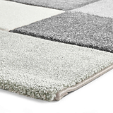 Brockton Green Grey Square Patterned Hand Carved Rug