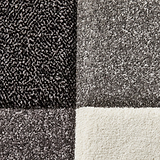 Brockton Grey Cream Square Patterned Hand Carved Rug